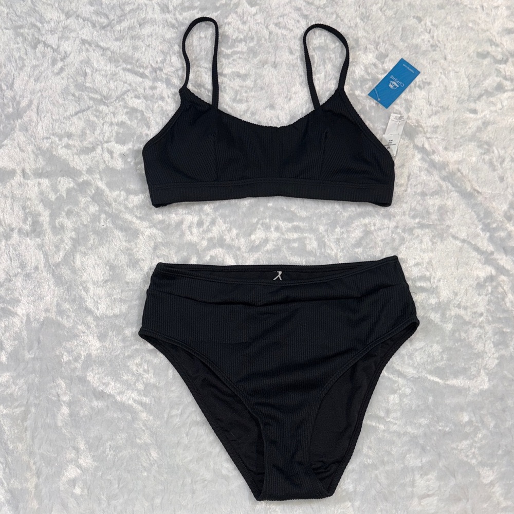Black Ribbed Bikini Set